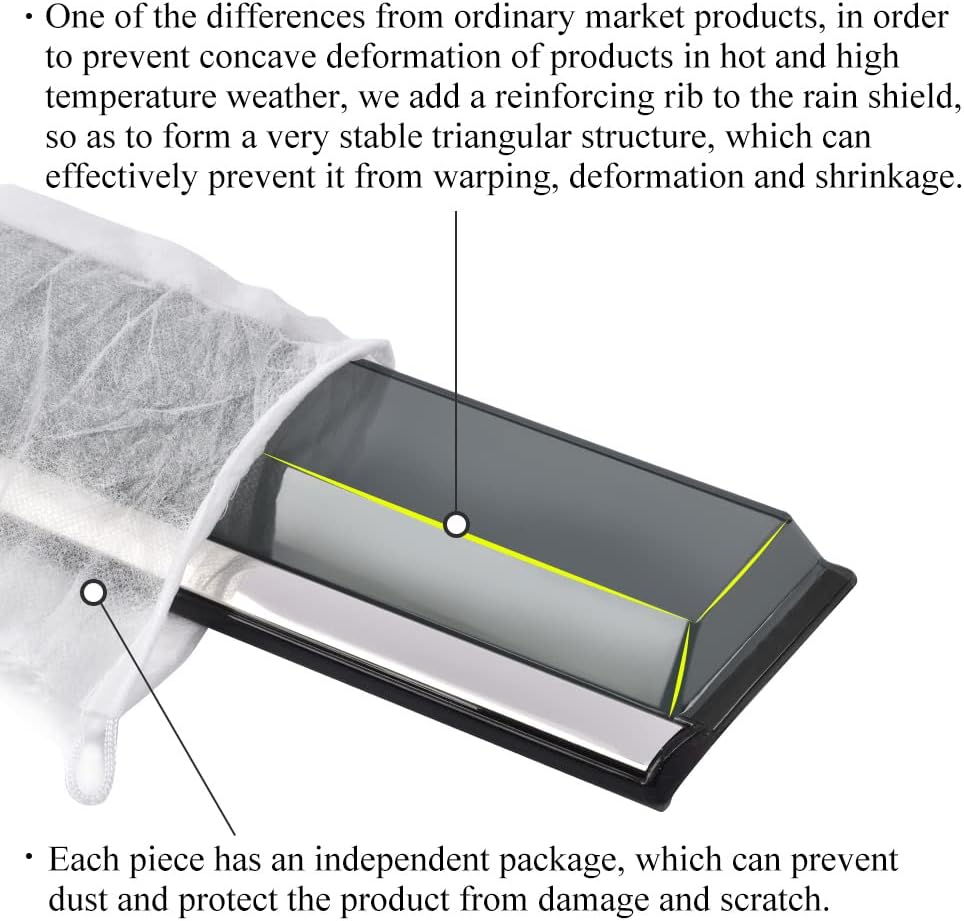 Smoke Gray Polycarbonate Window Deflector with Stainless Steel Trim Pack of 2 E832
