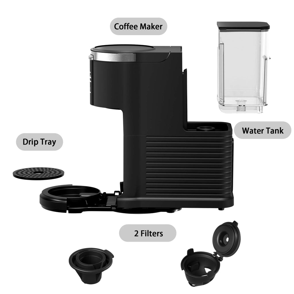 2-in-1 Single Serve Coffee Maker, Black F67659