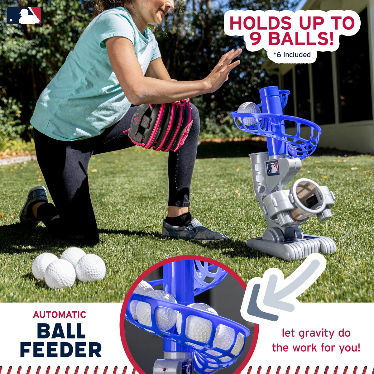 Kids Baseball Pitching Machine Height Adjustable with 6 Plastic Balls Q76500