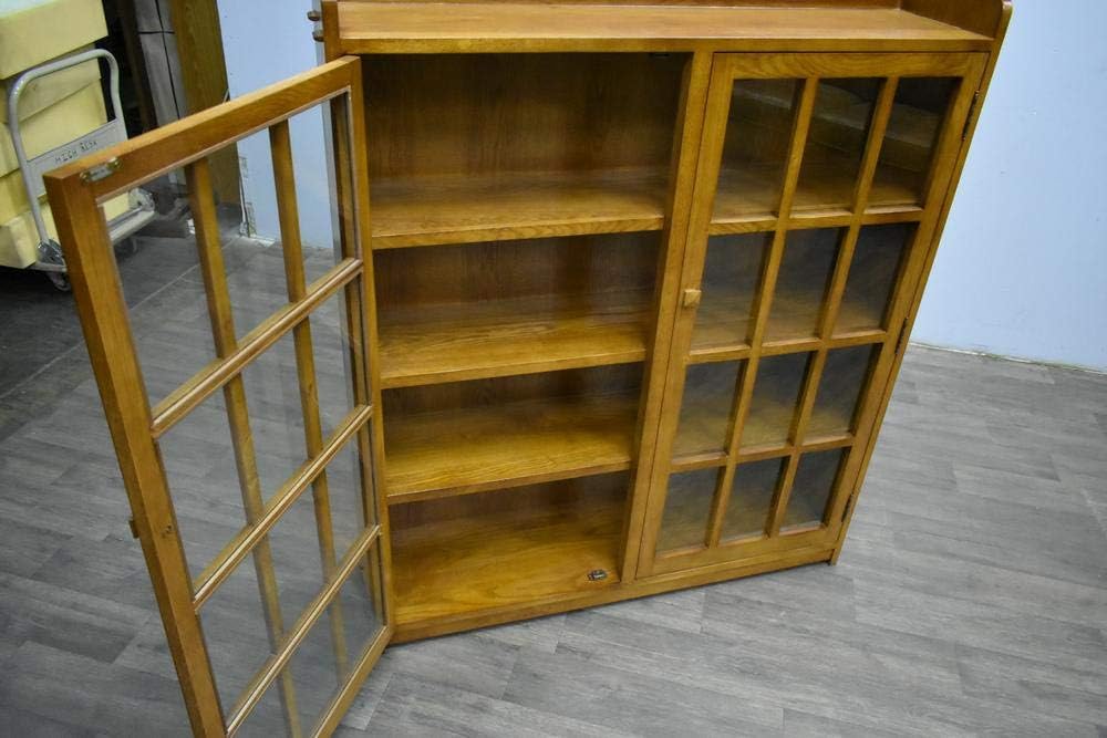 Mission Oak 2 Door Bookcase with Glass Doors A9867