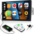 9 Inch Touchscreen Single Din Car Stereo with Wireless Carplay Android Auto Bluetooth FM EQ Backup Camera Car MP5 Player with Steering Wheel Control 7 Color Light MIC S247
