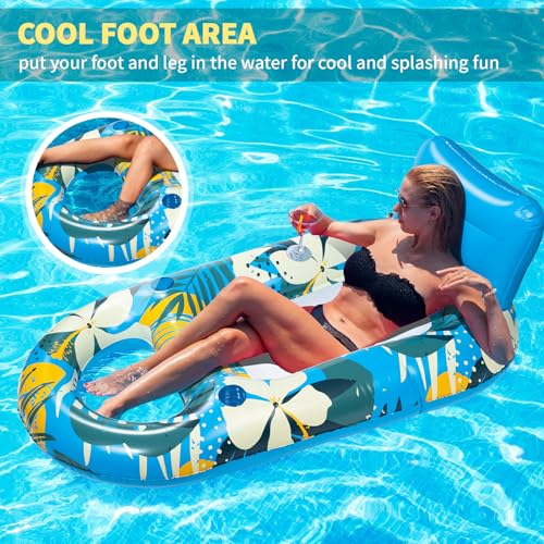Heavy Duty Inflatable Pool Float with Cup Holder Backrest O131