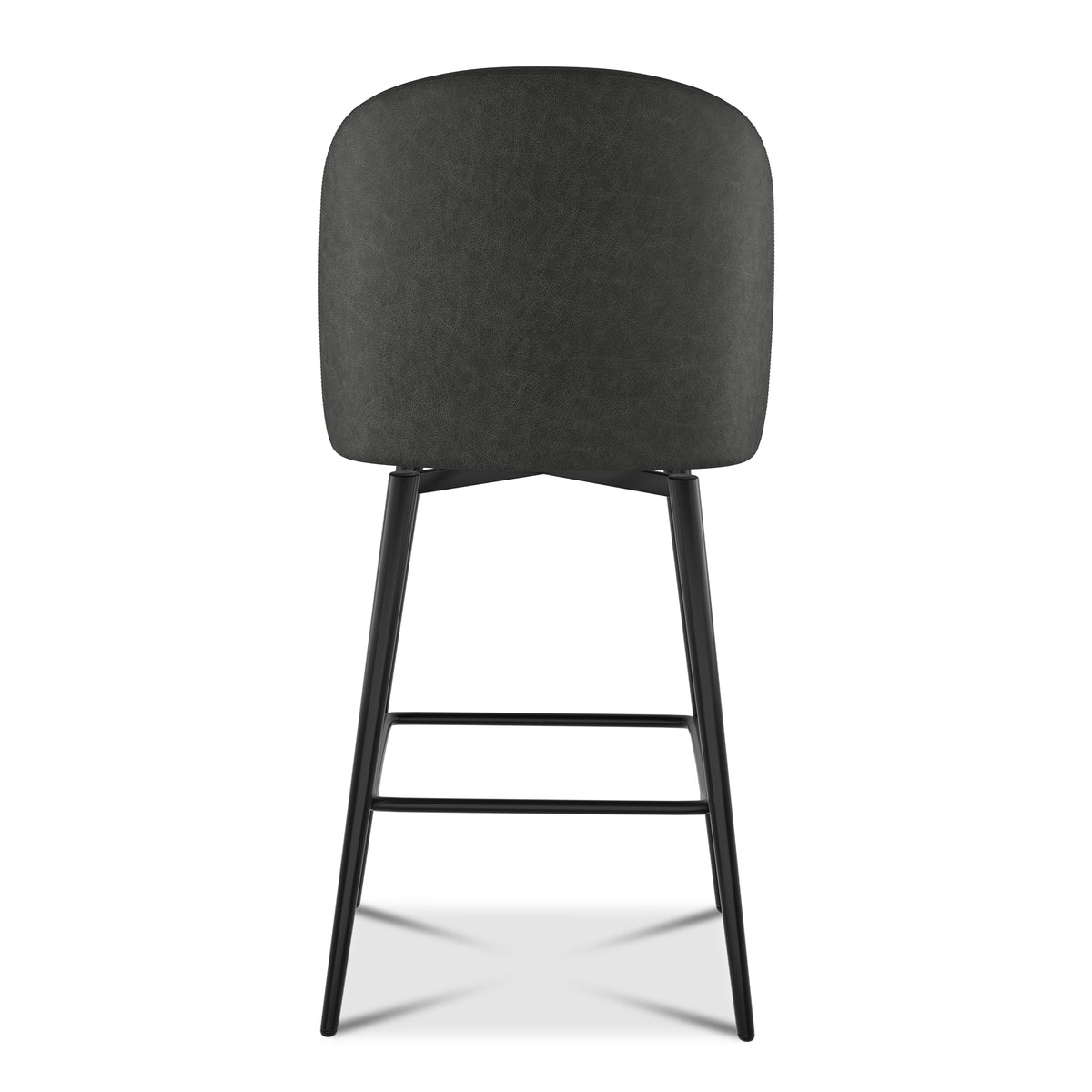 Black 26 Inch Upholstered Swivel Bar Stools Set of 2 with Back and Metal Legs O2186