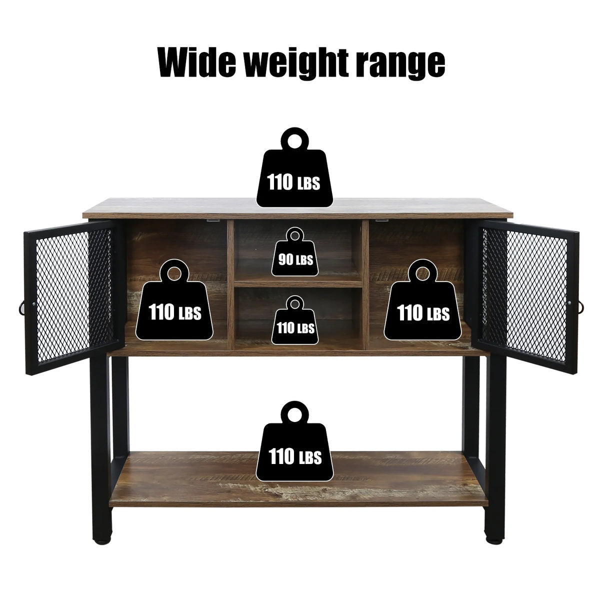 Brown Buffet Sideboard with Storage Shelves L86463