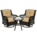 3-Piece Outdoor Wicker Patio Bistro Set with Swivel Rocking Chairs and Side Table U2438