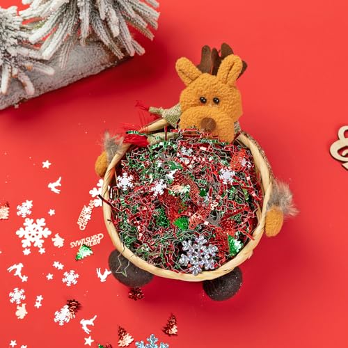 8.8oz Christmas Metallic Red Green Paper Shred T62852