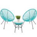 3-Piece Light Blue Patio Bistro Furniture Set with Glass Top Table S829212