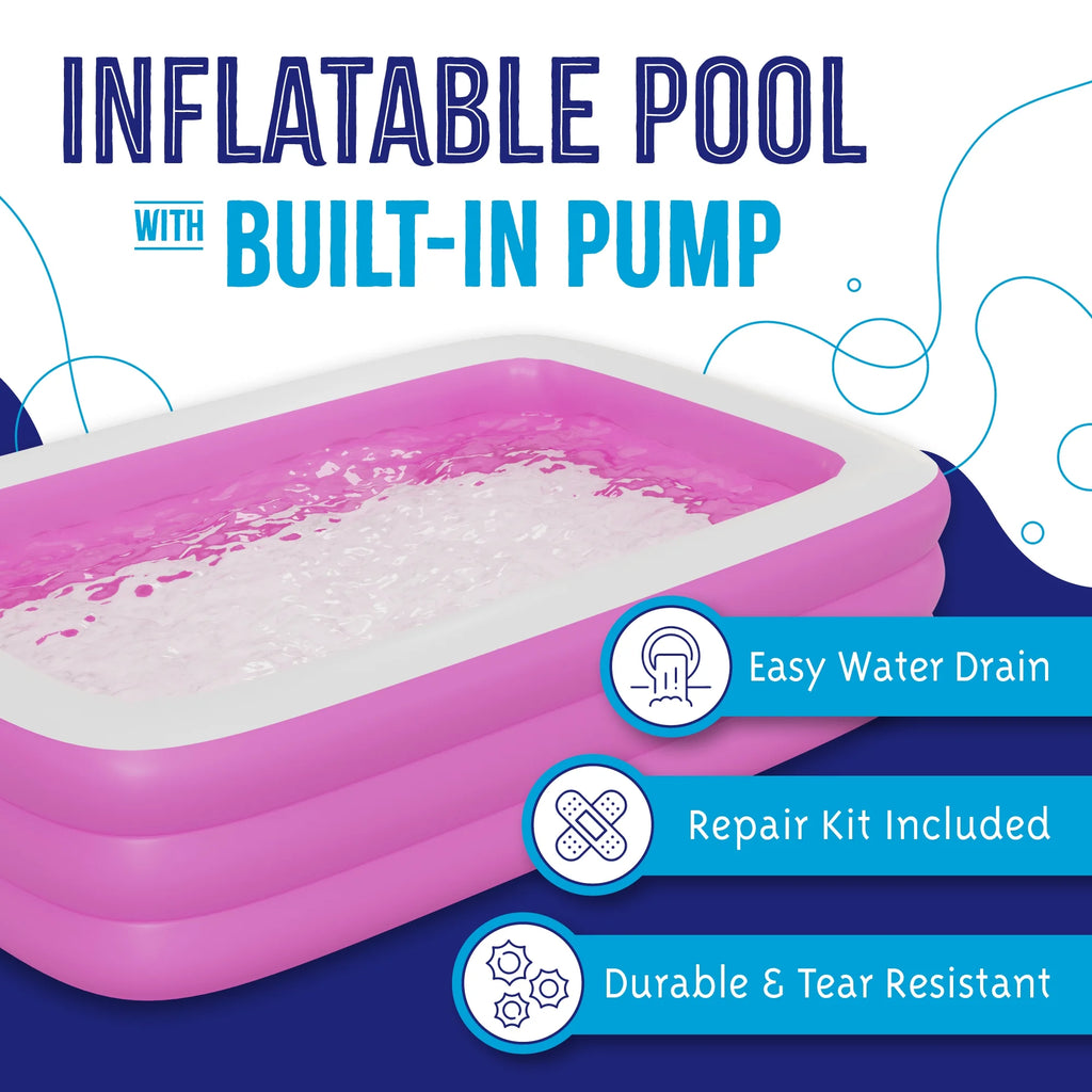 Inflatable Swimming Pool with Built-in Air Pump Pink Large A425786