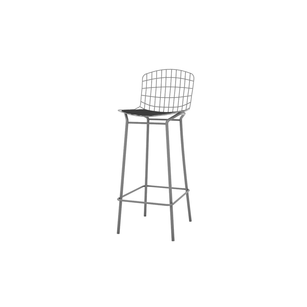 Charcoal Grey and Black Barstool Set of 3 with Seat Cushion K860312