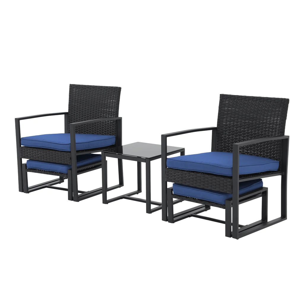 5-Piece Outdoor Furniture Set with Ottomans & Cushions P4051
