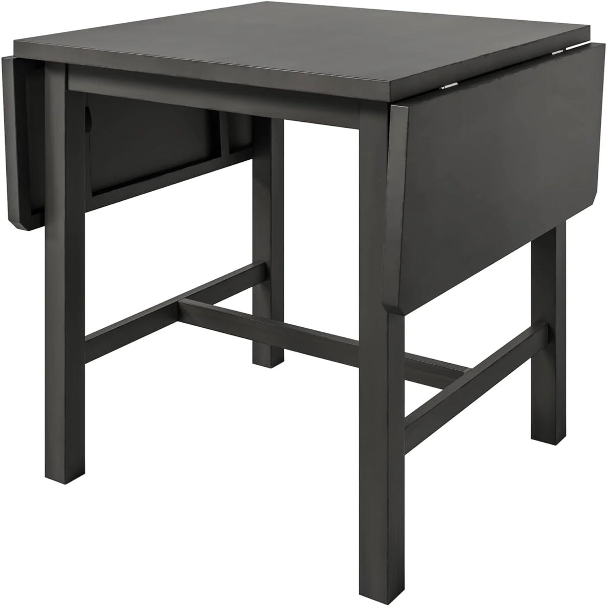 Wood Drop Leaf Dining Table Set with 4 Ladder Back Chairs Grey V168002