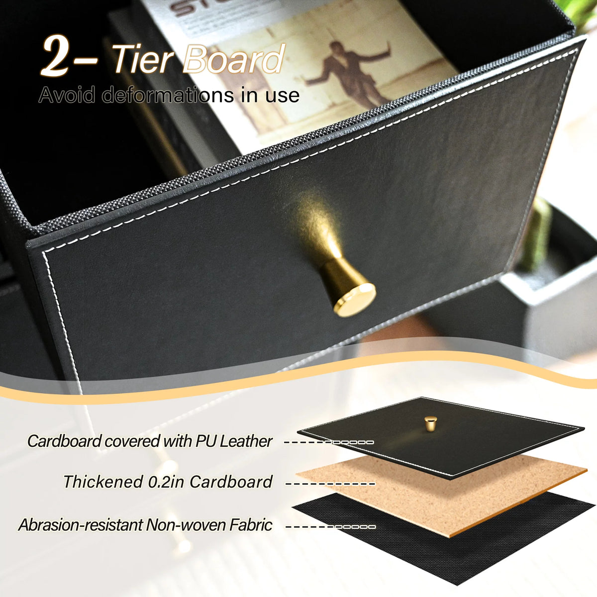 Black 3 Drawer Fabric Dresser E9458