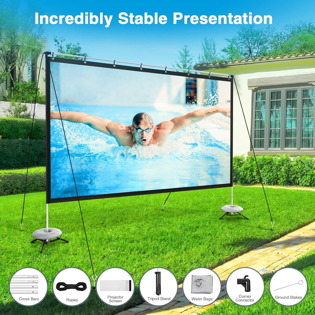 120 Inch 16:9 4K HD Projector Screen with Stand T52165