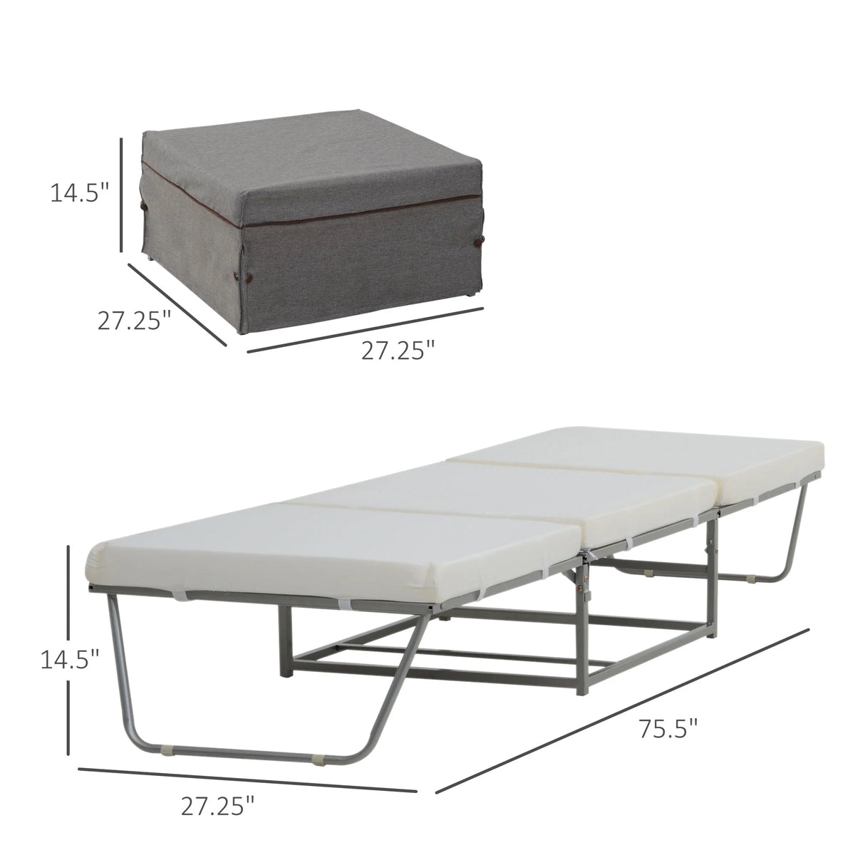 2 In 1 Grey Sofa Bed with Storage S380
