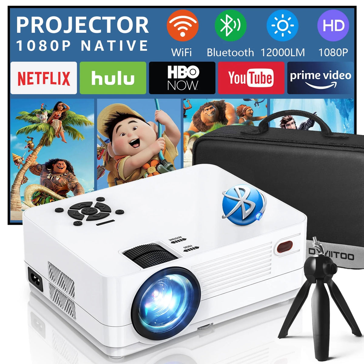 12000LM Native 1080P HD Projector with WiFi and Bluetooth L55613
