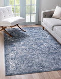 Blue Gray 10' x 14' Floral Rug R6856