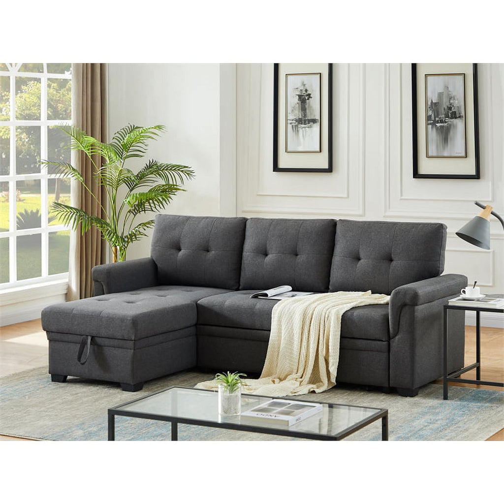 2-Piece Set with Reversible Sleeper Sofa and Coffee Table in Gray W895806