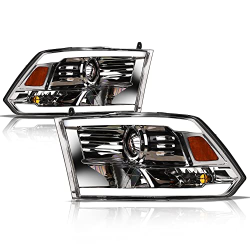 Black Amber Crystal Headlights With LED Light Bar Q515