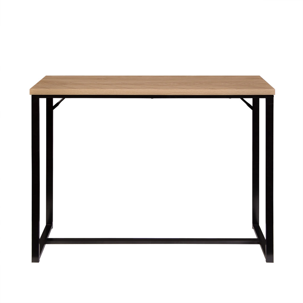 Coastal Modern Console Table Natural Wood Top with Black Metal Legs D6011