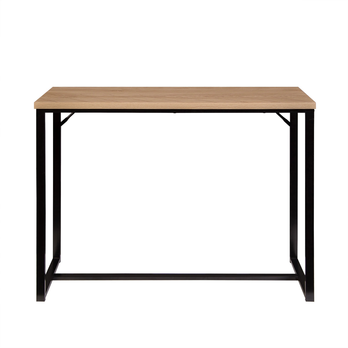 Coastal Modern Console Table Natural Wood Top with Black Metal Legs D6011