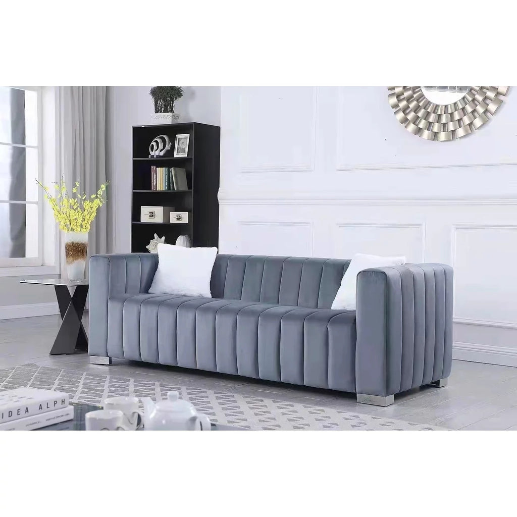 Navy Blue Velvet 2-Seat Sofa Q786