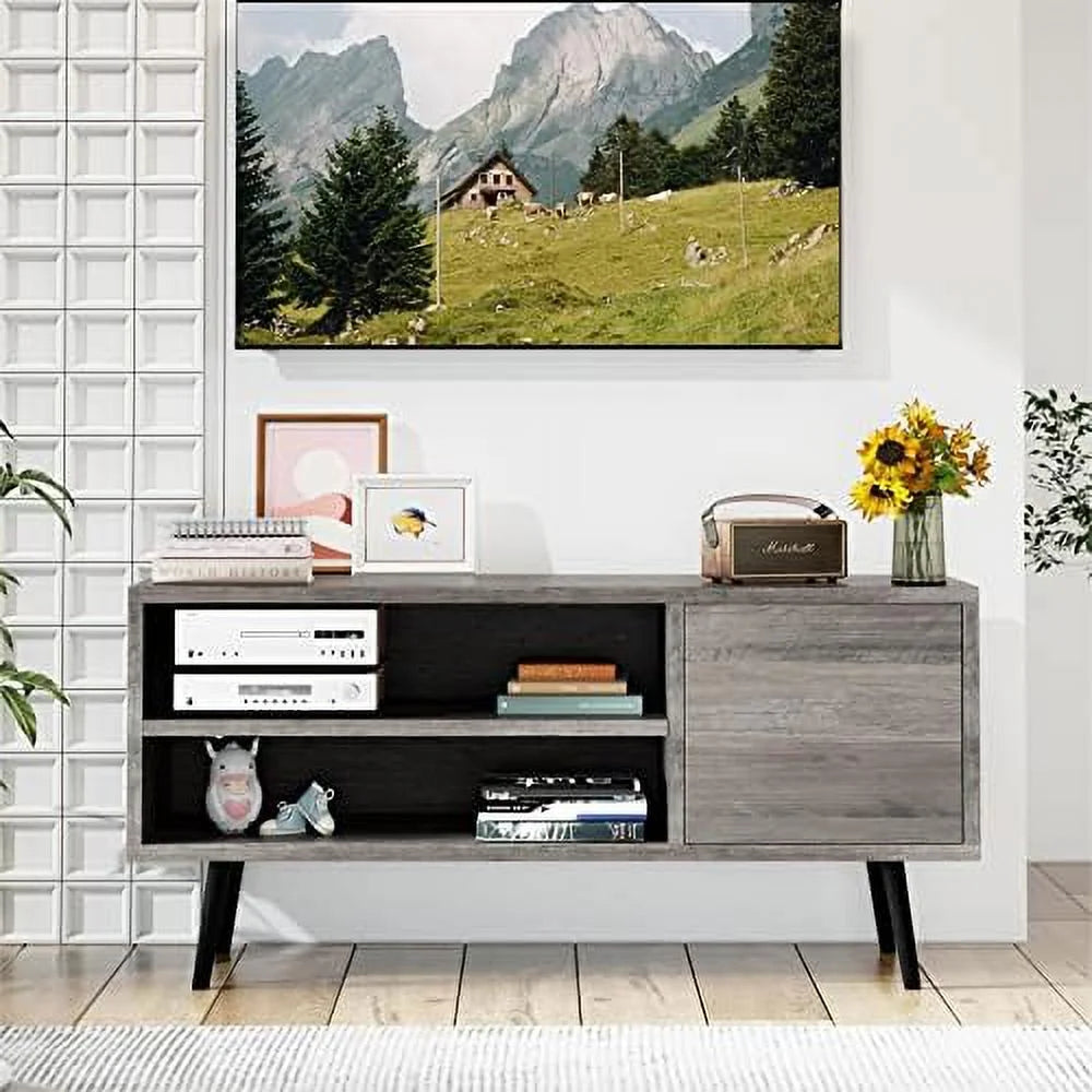 55 Inch TV Stand with Open Shelves and Drawer Y515769