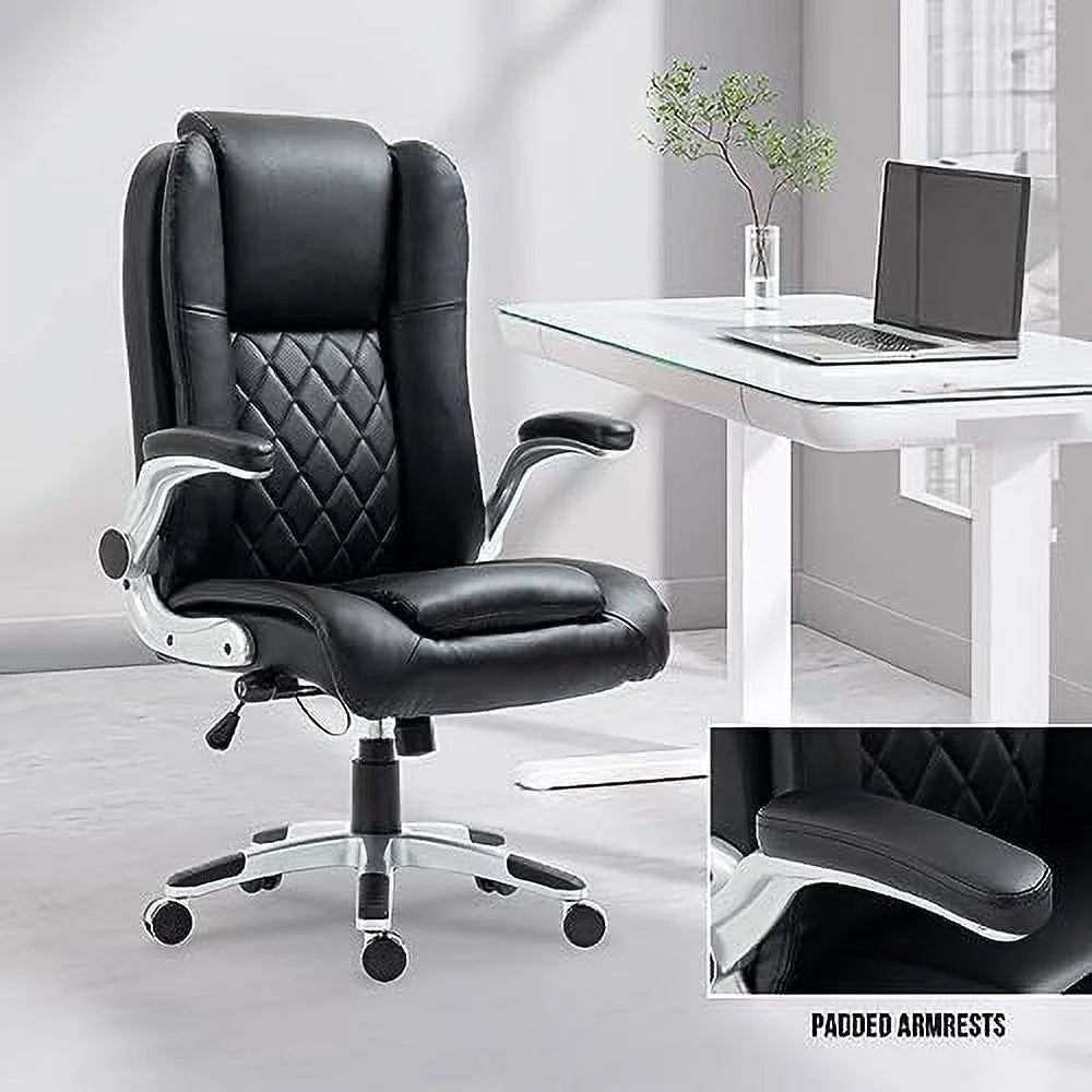 White Office Chair with Lifting Headrest and Flip-up Armrests N282896