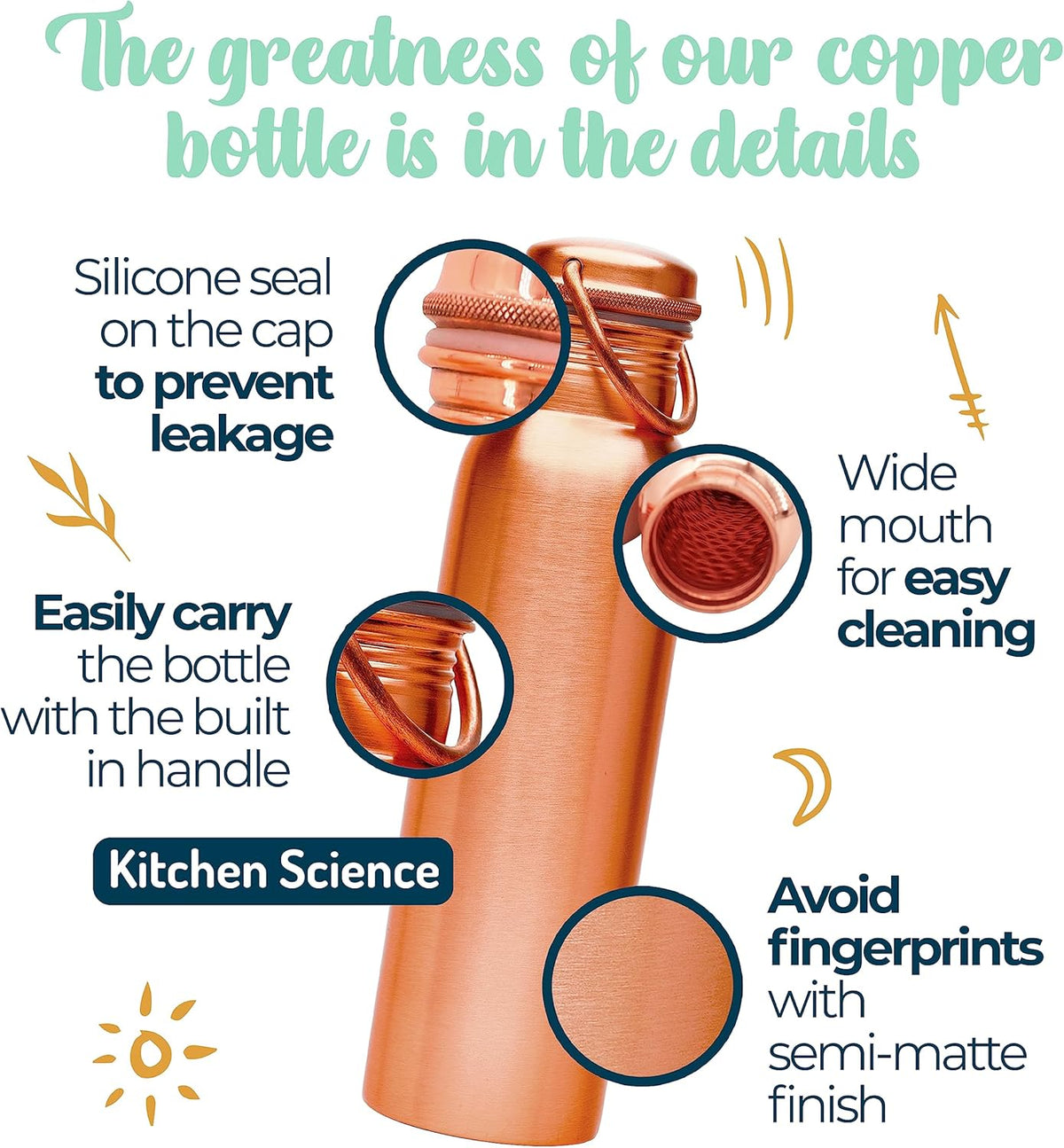 34 Oz 100% Pure Copper Water Bottle with Canvas Bag O12216