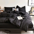 Cotton Blend 5 Pieces Bed In A Bag Down Alternative Comforter Set Black King Cal King F725