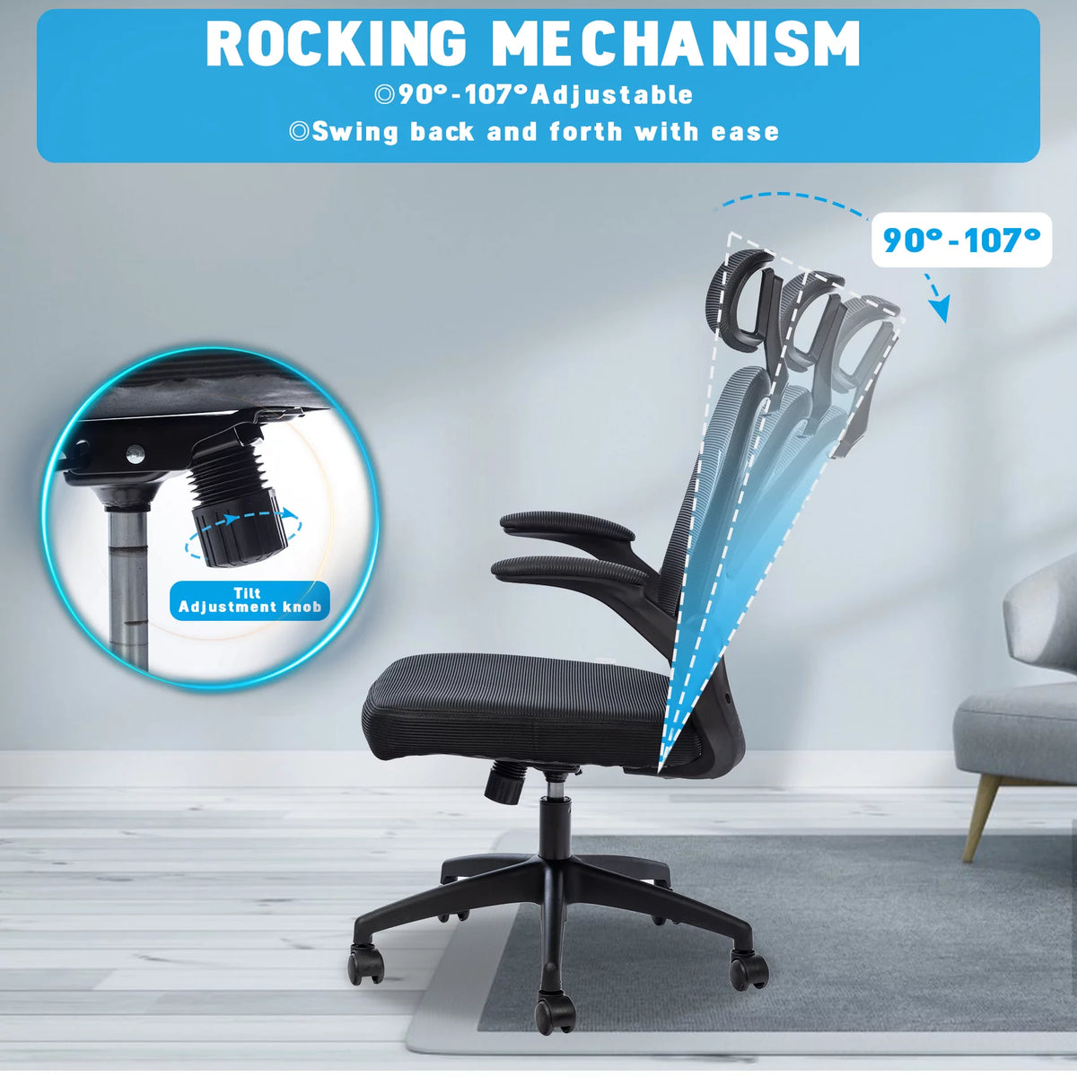 Black Ergonomic Office Chair with Lumbar Support W642