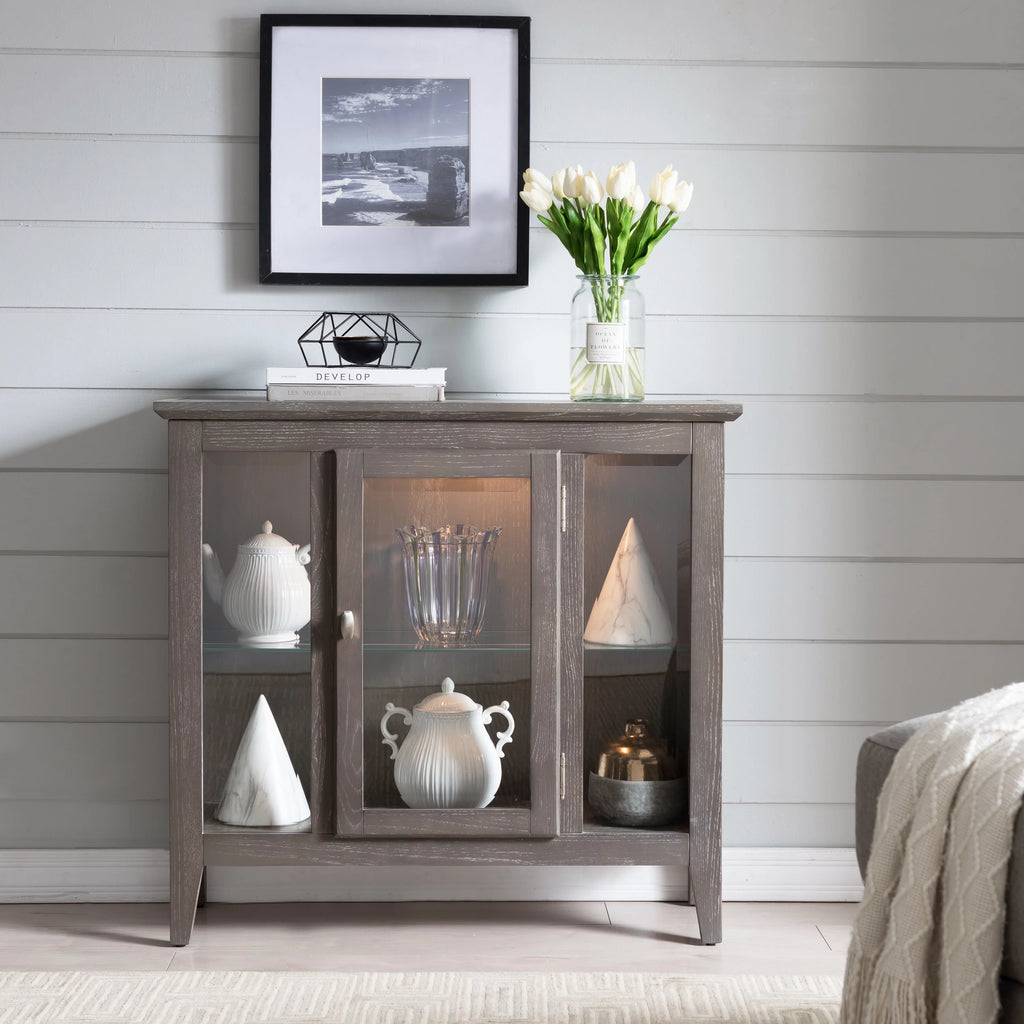 One Door Curio Cabinet with Interior Light N40144