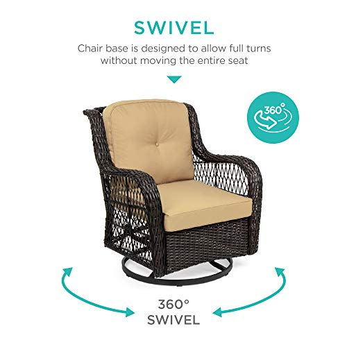 3-Piece Outdoor Wicker Patio Bistro Set with Swivel Rocking Chairs and Side Table U2438
