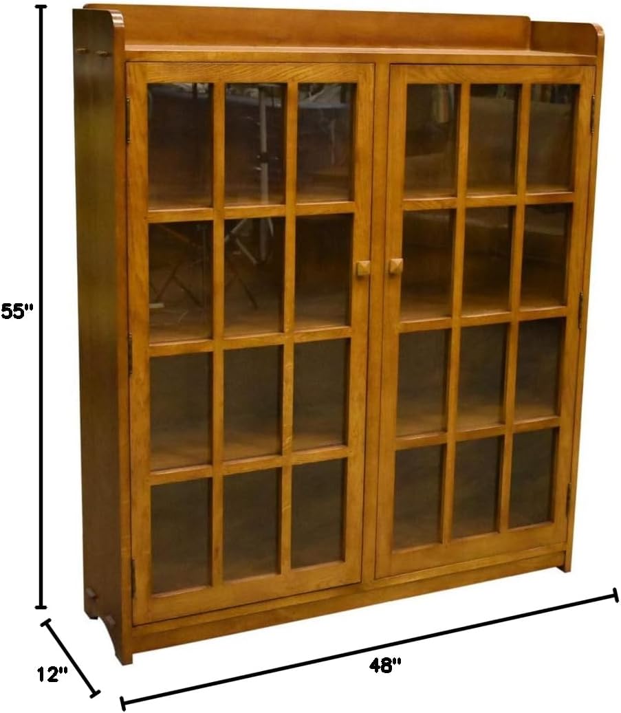 Mission Oak 2 Door Bookcase with Glass Doors A9867