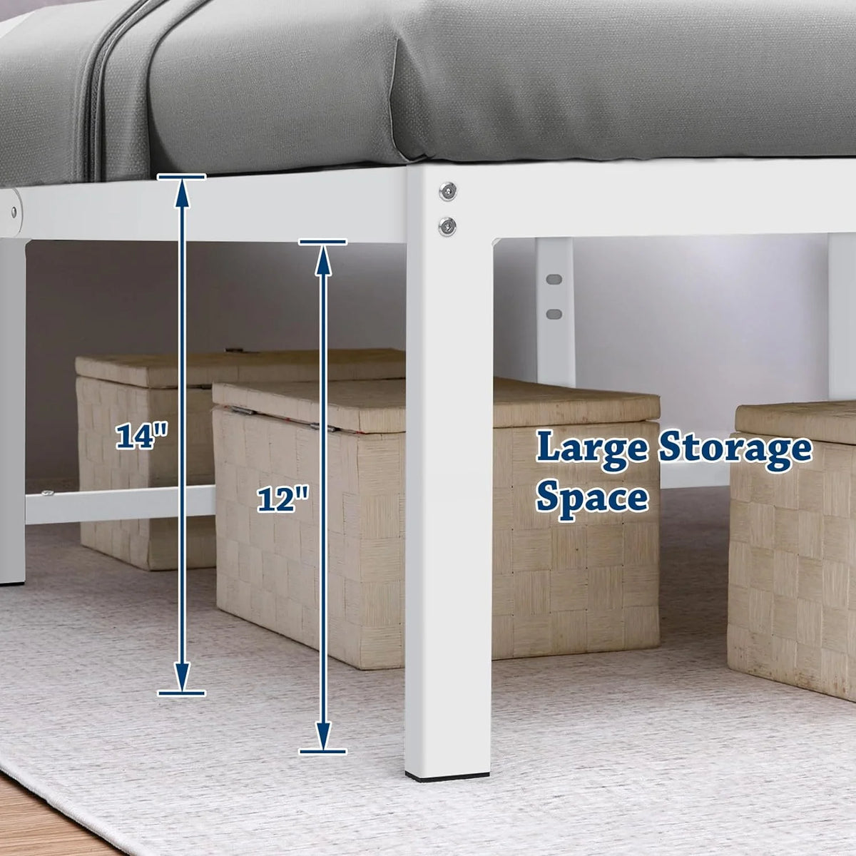 14 Inch Full Storage Bed Frame with Steel Slats D7124