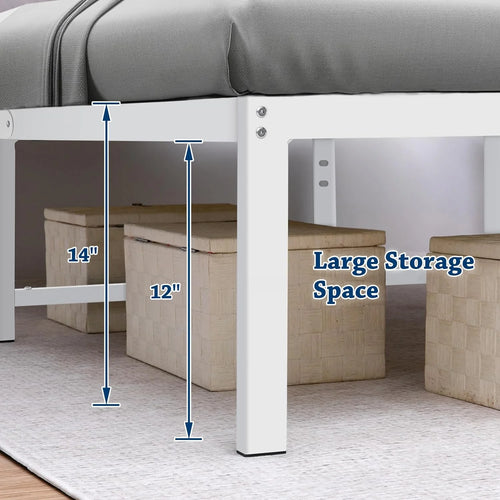 14 Inch Full Storage Bed Frame with Steel Slats D7124