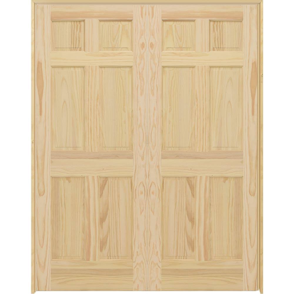 60 in. x 80 in. Unfinished Pine Wood Double Prehung Interior French Door with Bronze Hinges F86153