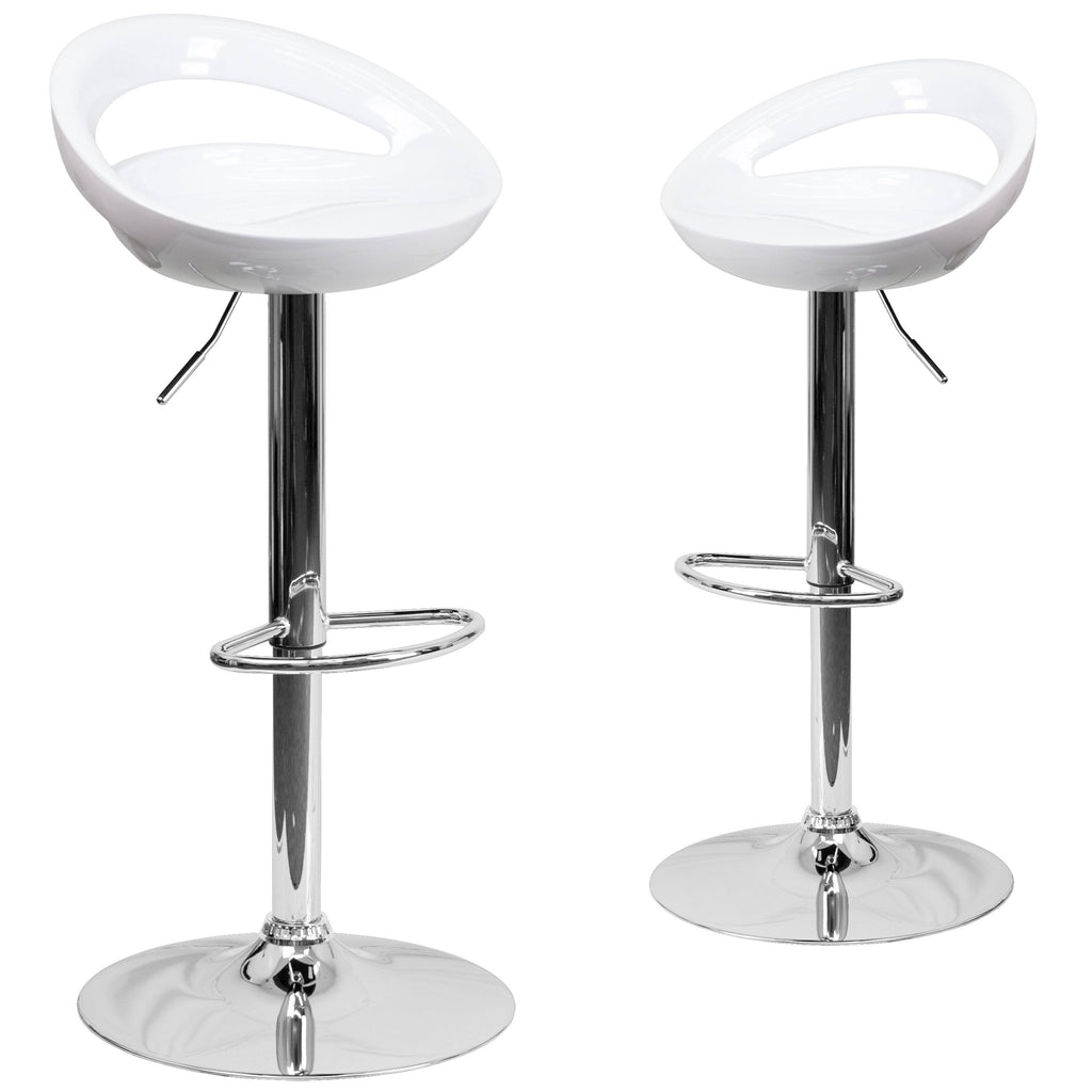 2 Pk Blue Plastic Adjustable Height Barstool with Chrome Base A9885