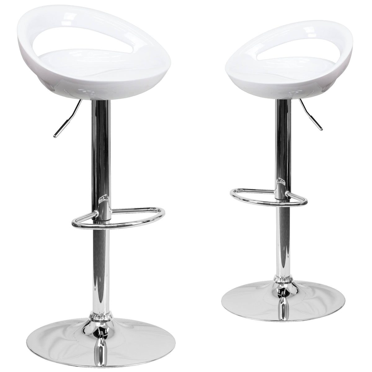 2 Pk Blue Plastic Adjustable Height Barstool with Chrome Base A9885