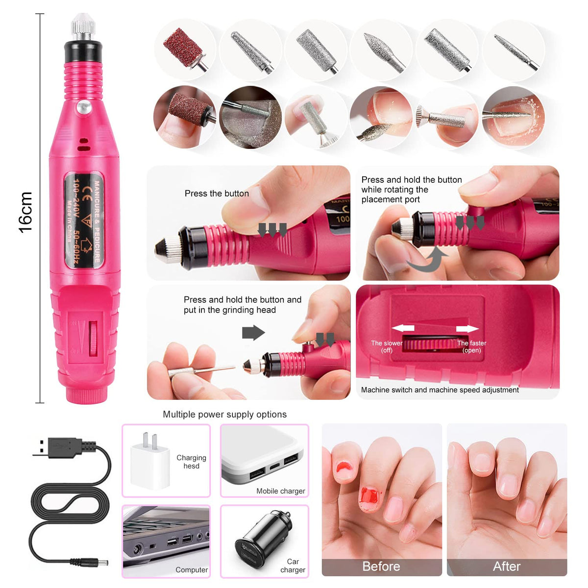 Acrylic Nail Kit With Drill And U V Light Full Nail Kit Set I292