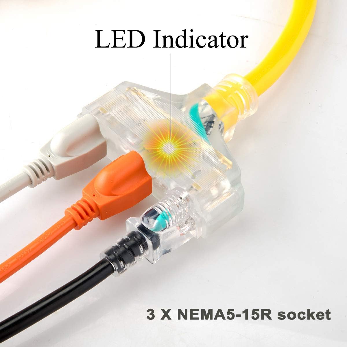25 Feet 10 Gauge Generator Extension Cord NEMA L5-30P to Three 5-15R U46490