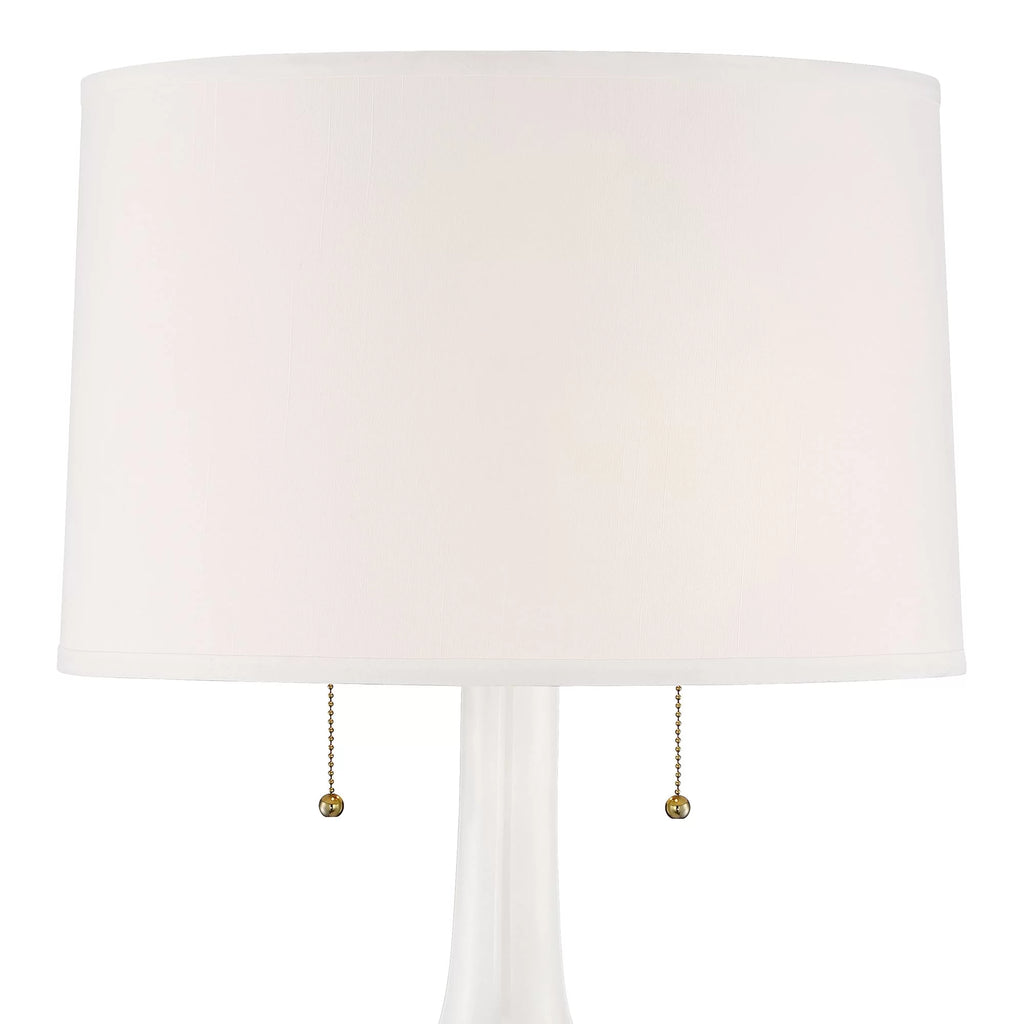 Table Lamp with White Floral Ceramic Drum Shade Q7660