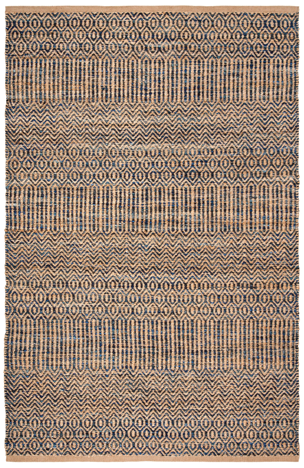 Navy Natural Abstract Geometric Area Rug A763
