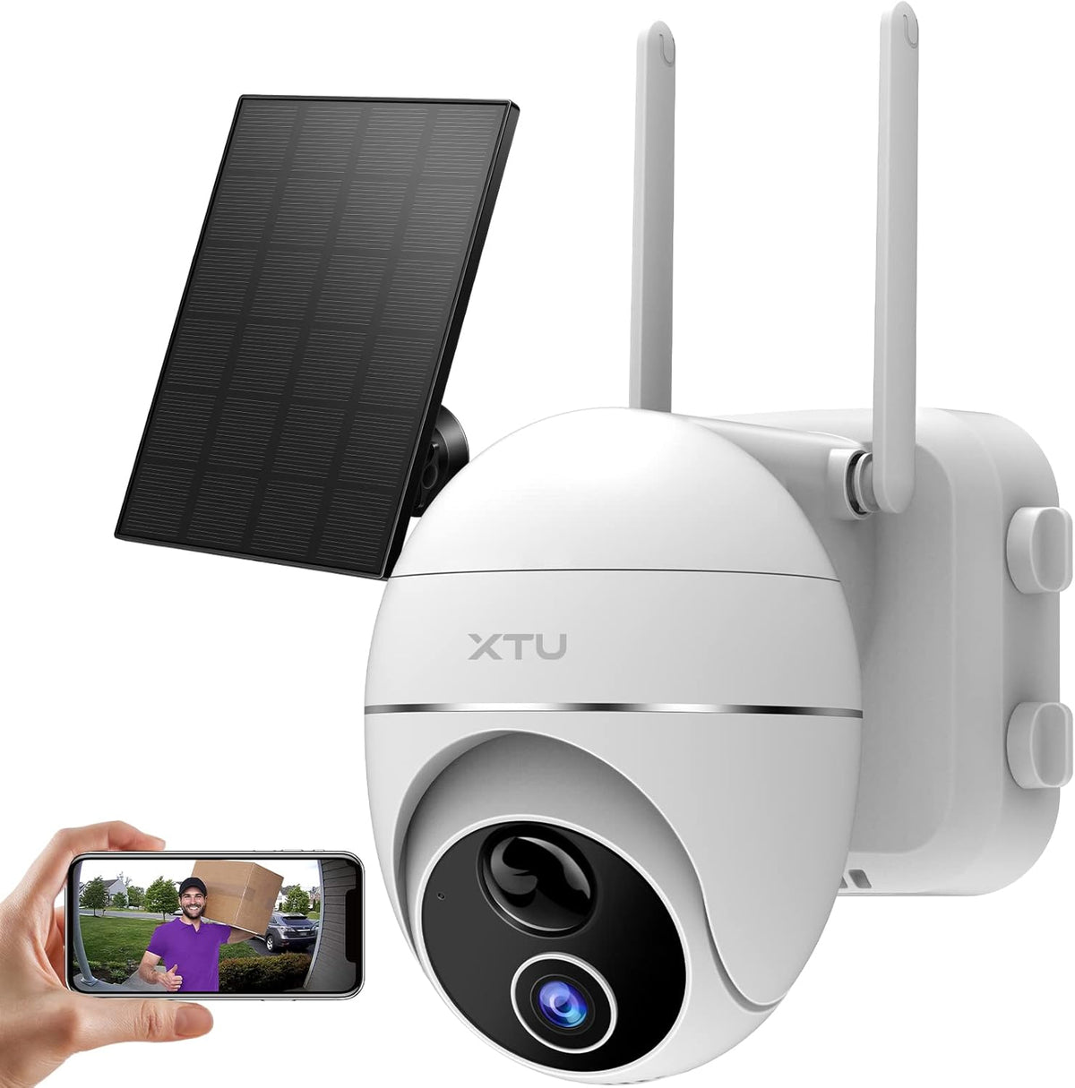 Solar Security Camera Outdoor Wireless WiFi 360° Rechargeable Solar Powered 1080P Night Vision PIR Motion Detection 2 Way Audio IP66 T1014