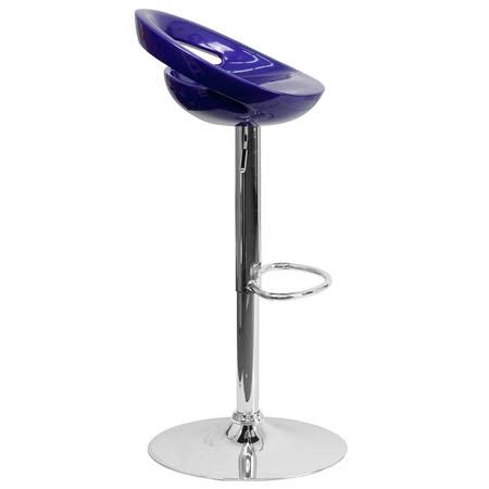 2 Pk Blue Plastic Adjustable Height Barstool with Chrome Base A9885