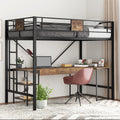 Metal Bed Frame with Full-Length Guardrail Black Z92688