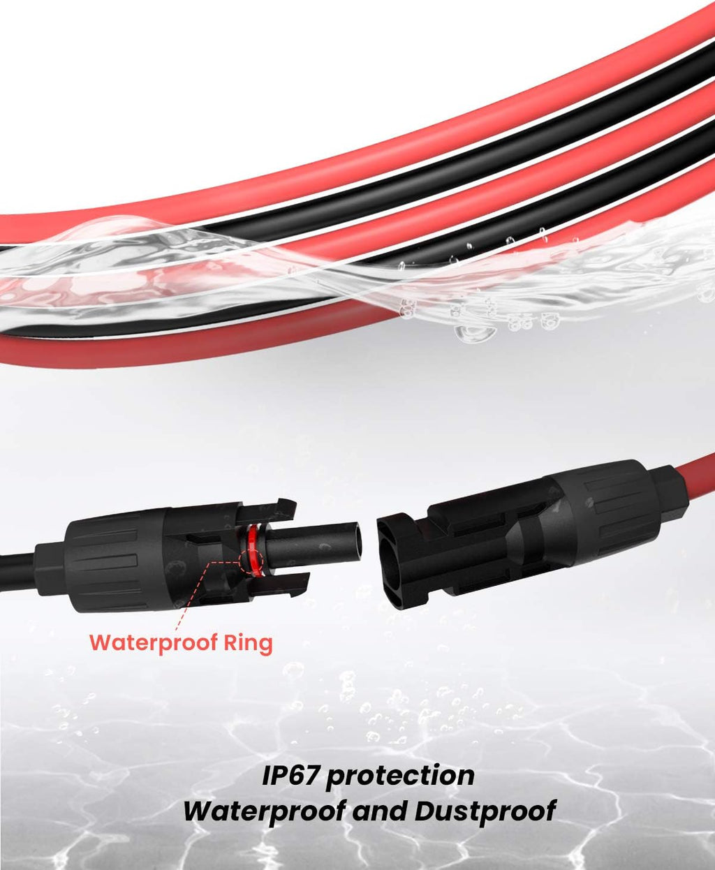 40 Feet 10AWG Solar Extension Cable with Connectors P5553