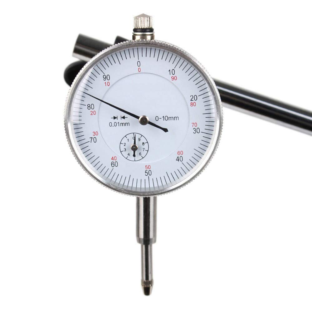 Dial Indicator with Magnetic Base Holder 0-10mm 0.01mm Pack of 2 M476