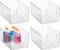 Clear Stackable Plastic Open Front Storage Organizer Bin Basket 4 Pack D12822