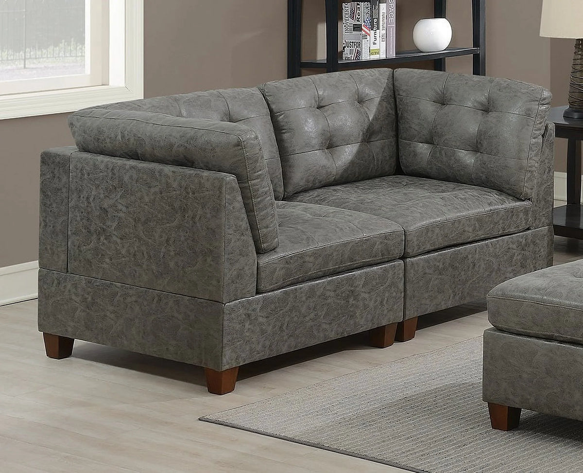 Antique Grey 6Pc Leatherette Modular Sofa Set O2467