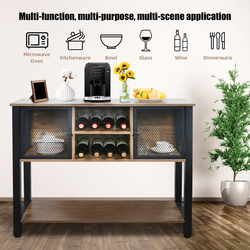 Brown Buffet Sideboard with Storage Shelves L86463